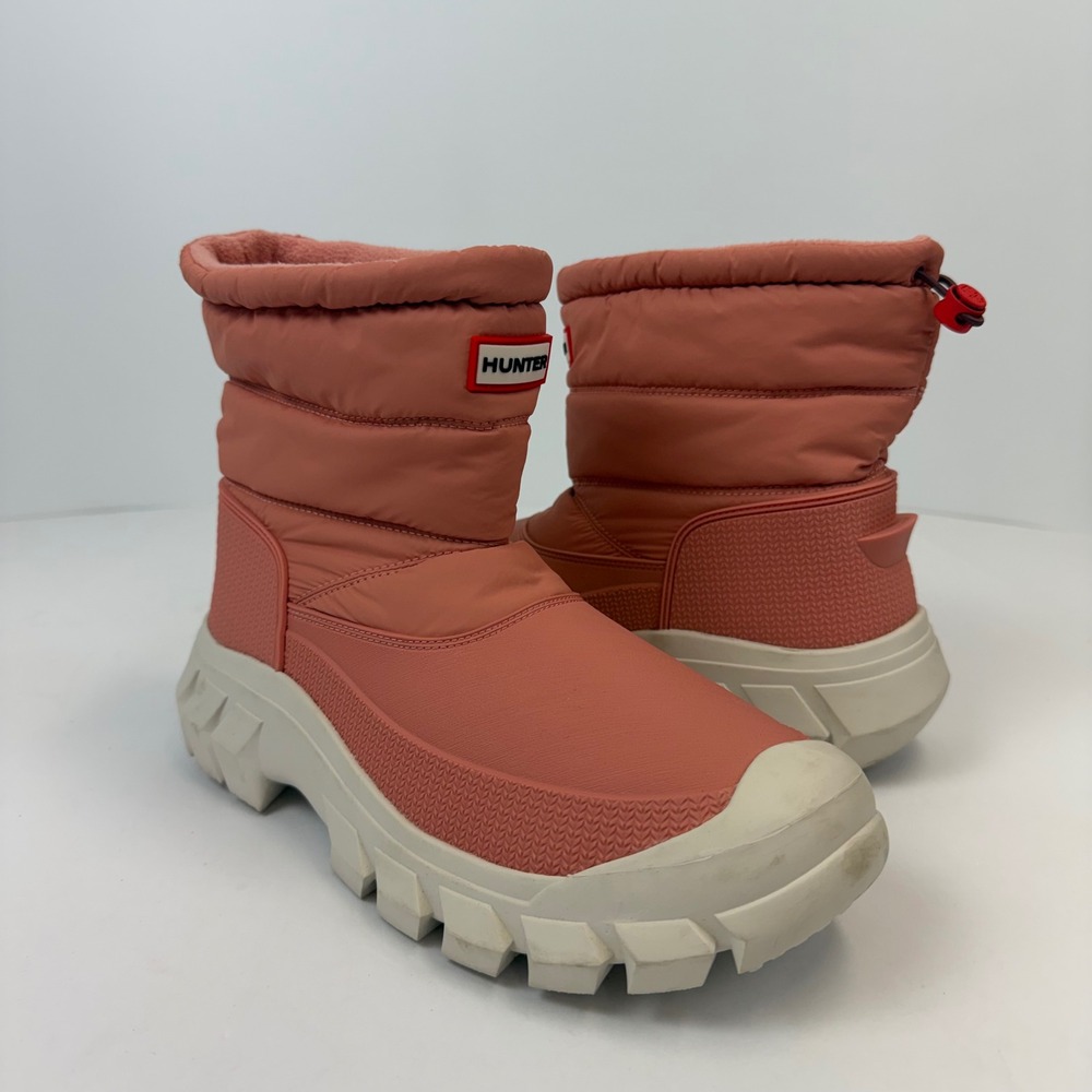 Hunter Wanderer Insulated Short Snow Boots Coral Pink Womens Size 10 WFS2236NLY